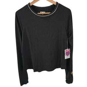 NWT K- Swiss Women's Long Sleeve Active Top Charcoal Heathered Gray Size Medium